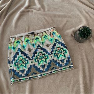 🌸Express Geo print sequin mini skirt